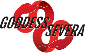 Goddess Severa logo with red snakes